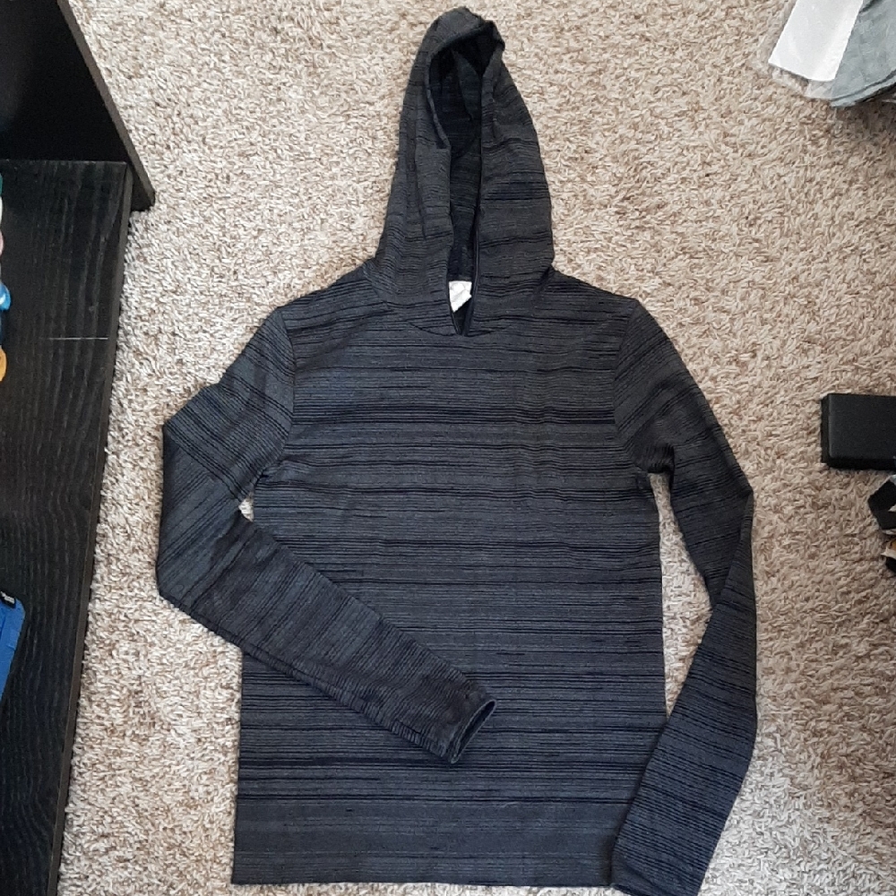 Fabletics Black and Gray Striped Hoodie